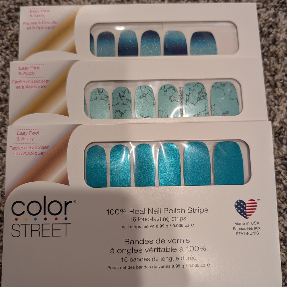 Color Street Blue and Teal Press-On Nails